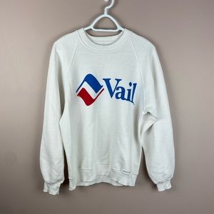 VINTAGE | Vail Colorado crew white Sweatshirt Size L Ski Graphic